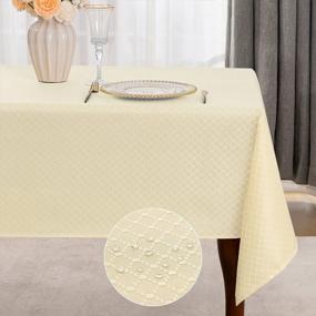 img 4 attached to Worry-Free Dining With Joybest Beige Jacquard Tablecloth - Oil, Spill, And Wrinkle Resistant!