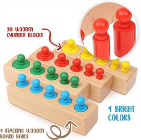 img 1 attached to Boxiki Kids Montessori Toys: Rainbow Wooden Stacking Puzzle for Boosting Children's 🌈 Brain Power and Creativity. Perfect Gift for Boys and Girls, 4+ Years Old.