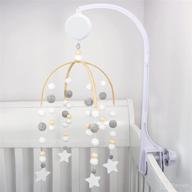 🌟 handmade grey-star nursery mobile crib with music box and crib mobile arm - baby mobile for crib, felt ball mobile, boho nursery decor for baby boys, girls, and kids - ceiling mobile decor with enhanced seo logo