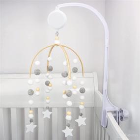 img 4 attached to 🌟 Handmade Grey-Star Nursery Mobile Crib with Music Box and Crib Mobile Arm - Baby Mobile for Crib, Felt Ball Mobile, Boho Nursery Decor for Baby Boys, Girls, and Kids - Ceiling Mobile Decor with Enhanced SEO