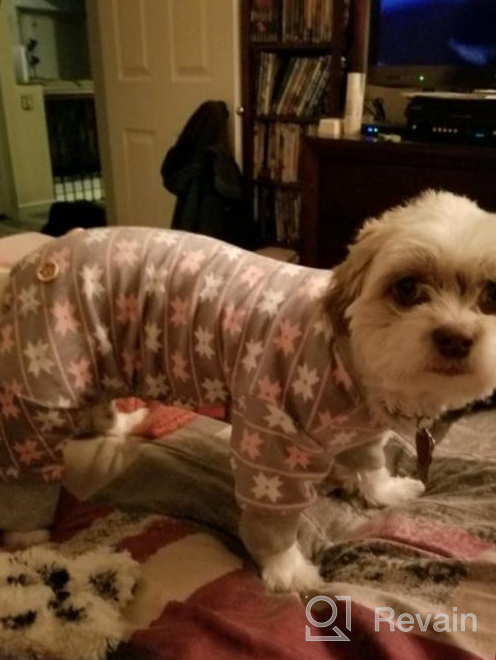 img 1 attached to 🐾 KYEESE Polka Dot Dog Pajamas: Soft & Stretchable Material | Onesie Style Velvet PJs for Small and Medium Dogs review by Brian Fishel