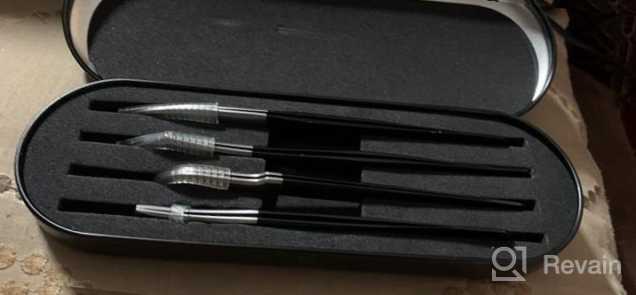 img 1 attached to 5-Piece Stainless Steel LANKIZ Tweezers Set For Volume Lash Extensions - Straight & Curved Tips, Fanning Applicator - Silver review by Byron Elliott