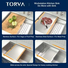 img 1 attached to TORVA 30-Inch Undermount Kitchen Sink, Single Bowl 16 Gauge Stainless Steel With Bamboo Cutting Board And Drain Tray - 30 X 19 X 10 Inches