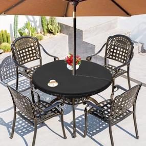 img 4 attached to Protect Your Outdoor Table In Style With LUSHVIDA Waterproof Round Tablecloth + Umbrella Hole - Versatile And Durable For Any Occasion