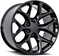 topline replicas - v1182 compatible with gmc sierra snowflake gloss black wheel 24x10"/6x5.5"/+27mm offset logo