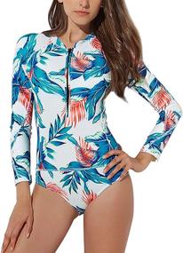 img 4 attached to FEOYA Surfing Swimwear Bathing Blue Green Women's Clothing ~ Swimsuits & Cover Ups