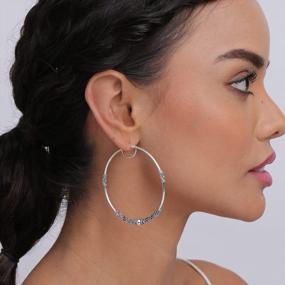 img 1 attached to LeCalla LARGE 925 Sterling Silver Two-Tone Oxidized Balinese Hoop Earrings For Women