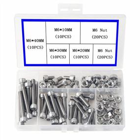 img 4 attached to M6 304 Stainless Steel Hex Flat Head Cap Bolts Screws Nuts, Heavy Duty Hexagon Socket Head Screw And Nut Assortment Box For Mechanical Parts