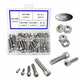 img 2 attached to M6 304 Stainless Steel Hex Flat Head Cap Bolts Screws Nuts, Heavy Duty Hexagon Socket Head Screw And Nut Assortment Box For Mechanical Parts