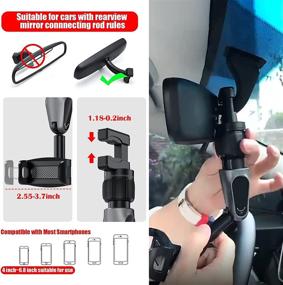 img 3 attached to Enhanced Rear View Mirror Phone Holder for Car: Versatile 360° Rotation and Universal Compatibility – iPhone 13/Galaxy Z Flip 3 – Black