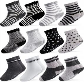 img 4 attached to Keep Your Little One Safe And Comfy With CUBACO Non-Skid Baby Socks - Set Of 12 Pairs