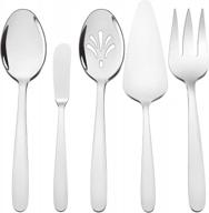 5-piece silverware serving utensils, haware durable stainless steel serving spoon fork, mirror polished and dishwasher safe logo