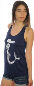 img 3 attached to Shop Delfina Mermaid Siren Skeleton Holding Clam With Pearl Racerback Tank Top