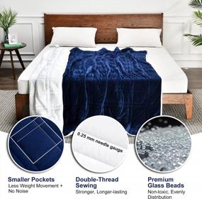 img 2 attached to Stay Cozy And Comfy With Our Reversible Weighted Blanket King Size: Warm Plush And Cool Tencel Fabric Double-Sided Blanket For Couples With Carry Bag- Navy Blue And White