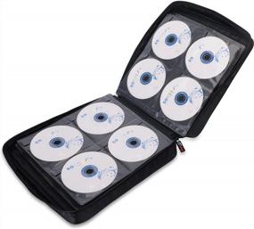 img 1 attached to Держатель футляра для CD/DVD на 200 емкостей - портативный бумажник для хранения дисков для автомобиля, дома, офиса и путешествий