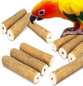 img 3 attached to 🦜 Meric Sola Sticks: Round Wood Chew & Foraging Toys for Parrots - Keep Beak, Nails, and Behavior in Check! (10 Pcs per Pack)