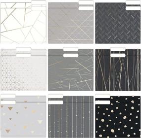 img 4 attached to 18 Pack Geometric Gold, Black&Grey File Folders - Letter Size 9.5X11.5 Inches For Office, School & Home