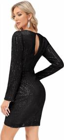 img 1 attached to KANCY KOLE Women Sequin Party Dress V Neck Puff Long Sleeve Ruched Bodycon Glitter Dress For Women Sexy