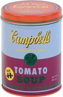 galison andy warhol soup can puzzle, red violet, 300piece 12” x 20'' – puzzle based on andy warhol tomato soup can painting – packaged in tin canister – makes a great gift, blue (9780735353886) logo