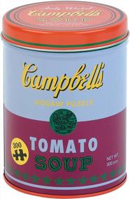 img 4 attached to Пазл Galison Andy Warhol Soup Can Puzzle, красно-фиолетовый, 300 штук 12 дюймов X 20 дюймов — головоломка, основанная на картине Энди Уорхола для томатного супа — упакована в жестяную канистру — отличный подарок, синий (9780735353886)