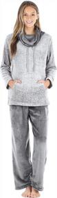 img 4 attached to Women'S Cozy Fleece Pullover And Pocketed Lounge Pants 2-Piece Pajama Set