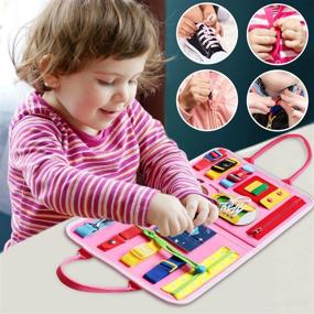 img 2 attached to 🎁 ZMLM Montessori Busy Board Toy: Sensory Birthday Gifts for Toddlers, Boys, and Girls - Preschool Buckle, Zipper Activity Board for Fine Motor Skill Development and Educational Learning - Travel Toy