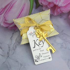 img 1 attached to 50 Set Skeleton Rose Key Bottle Openers With Candy Box In Antique Vintage Style Escort Tags French Ribbon As A Gift Souvenir At Wedding Party Supplies (Antique Gold)