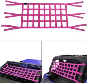 img 4 attached to Jeep Wrangler Cargo Net - YJ TJ JK JL, Heavy Duty Rear Trunk Net in Fuchsia