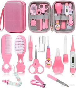 img 4 attached to Baby Healthcare and Grooming Kit, Safety Newborn Nursery Care Set, with Hair Brush, Nail Clipper, Thermometer, Pacifier Clip, Nasal Aspirator for Newborn Infant Baby Girls Boys (Pink)