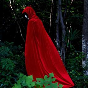 img 2 attached to Get Spooky With Habibee'S Reversible Velvet Hooded Cloak For Halloween And Cosplay!
