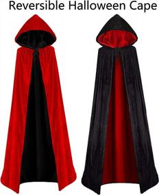 img 1 attached to Get Spooky With Habibee'S Reversible Velvet Hooded Cloak For Halloween And Cosplay!