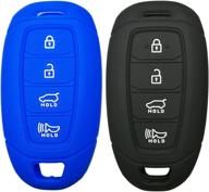 2pcs coolbestda silicone key fob cover protector keyless jacket remote control holder for hyundai kona azera grandeur ig black blue logo