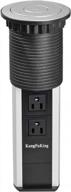 black kungfuking pop up power strip charging station with 3 us plugs and 2 usb ports for kitchen counter island conference office, recessed and retractable logo