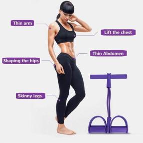 img 1 attached to Upgrade 4-Tube Natural Latex Sit-Up Bodybuilding Expander- Elastic Pull Rope Fitness Equipment- Pedal Resistance Band For Abdomen/Waist/Arm/Yoga Stretching Slimming Training (Purple)