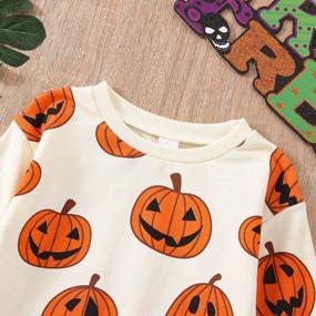 img 2 attached to Pumpkin Patch Baby Onesie: Adorable Romper With Oversized Long Sleeves For Halloween Fun And Fall Comfort