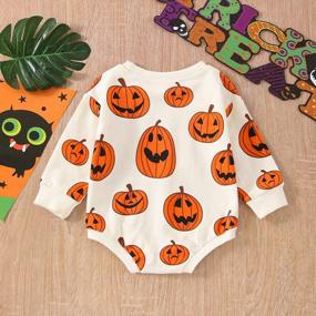 img 3 attached to Pumpkin Patch Baby Onesie: Adorable Romper With Oversized Long Sleeves For Halloween Fun And Fall Comfort