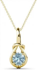 img 4 attached to Women'S 14K Gold Love Knot Solitaire Aquamarine Pendant Necklace 3/8 Ct, 16 Inches Chain