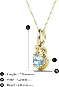 img 2 attached to Women'S 14K Gold Love Knot Solitaire Aquamarine Pendant Necklace 3/8 Ct, 16 Inches Chain