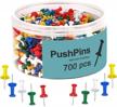 assorted translucent push pins - 700 count, ideal for bulletin boards, maps, and home/office use - sharp plastic tacks for enhanced durability and easy attachment logo