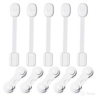👶 baby safety locks - 10 pack cabinet latches for kitchen, closet, drawers, toilet seat, fridge, oven - childproofing with 3m adhesive (white) logo
