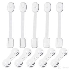 img 4 attached to 👶 Baby Safety Locks - 10 Pack Cabinet Latches for Kitchen, Closet, Drawers, Toilet Seat, Fridge, Oven - Childproofing with 3M Adhesive (White)