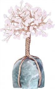 img 4 attached to Rose Quartz Crystal Bonsai Money Tree With Fluorite Base For Wealth And Luck