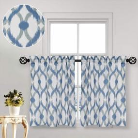 img 4 attached to Chic Geometric Tier Curtains For Kitchen And Bathroom Windows - Navy/Gray, 27" X 36", 2-Piece Set By OREMILA