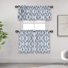 img 3 attached to Chic Geometric Tier Curtains For Kitchen And Bathroom Windows - Navy/Gray, 27" X 36", 2-Piece Set By OREMILA