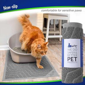 img 3 attached to WePet Cat Litter Box Mat: Durable PVC Pad For Urine-Resistant Scatter Control - 35X23 Grey