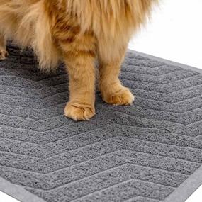 img 4 attached to WePet Cat Litter Box Mat: Durable PVC Pad For Urine-Resistant Scatter Control - 35X23 Grey