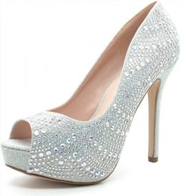 img 4 attached to Shine At Your Next Party With TOETOS CARINA-70 Elegant Slip-On Platform Pumps Adorned With Colorful Rhinestones In Silver - Ladies Size