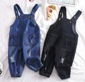 img 2 attached to 👶 KIDSCOOL SPACE Baby Girl Boy Jean Overalls with Bib Pocket Denim Workwear - Little Kid Fashion