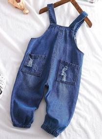 img 3 attached to 👶 KIDSCOOL SPACE Baby Girl Boy Jean Overalls with Bib Pocket Denim Workwear - Little Kid Fashion