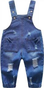 img 4 attached to 👶 KIDSCOOL SPACE Baby Girl Boy Jean Overalls with Bib Pocket Denim Workwear - Little Kid Fashion